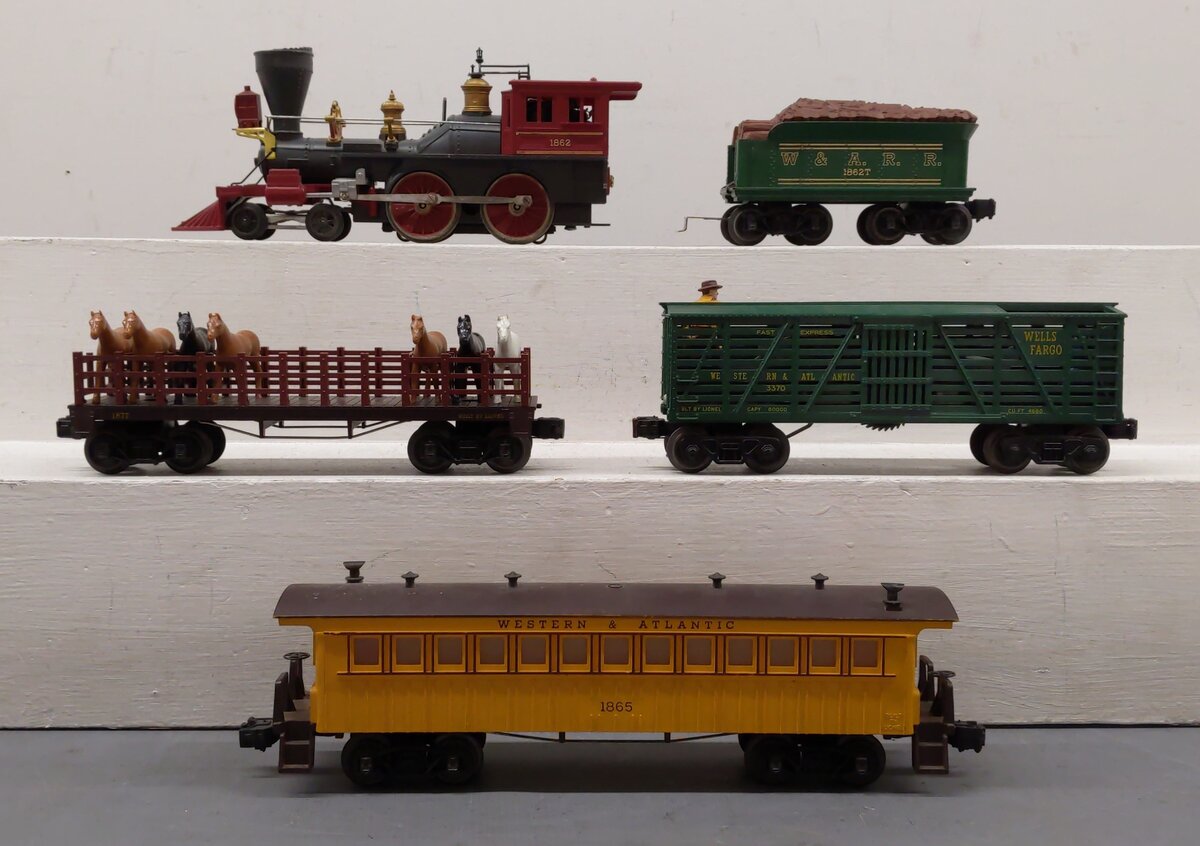 Lionel Vintage O General Steam Loco & Tender Set #1865, 1862, 1877, 3370 VG