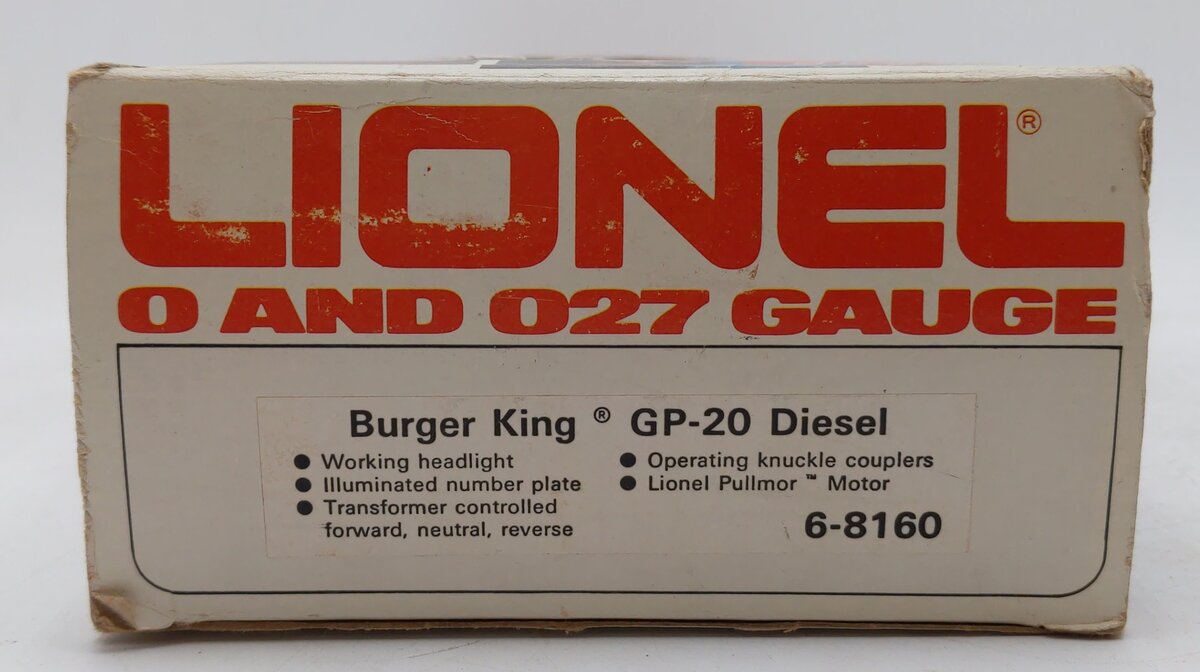 Lionel 6-8160 O Gauge Burger King GP-20 Diesel Locomotive EX/Box