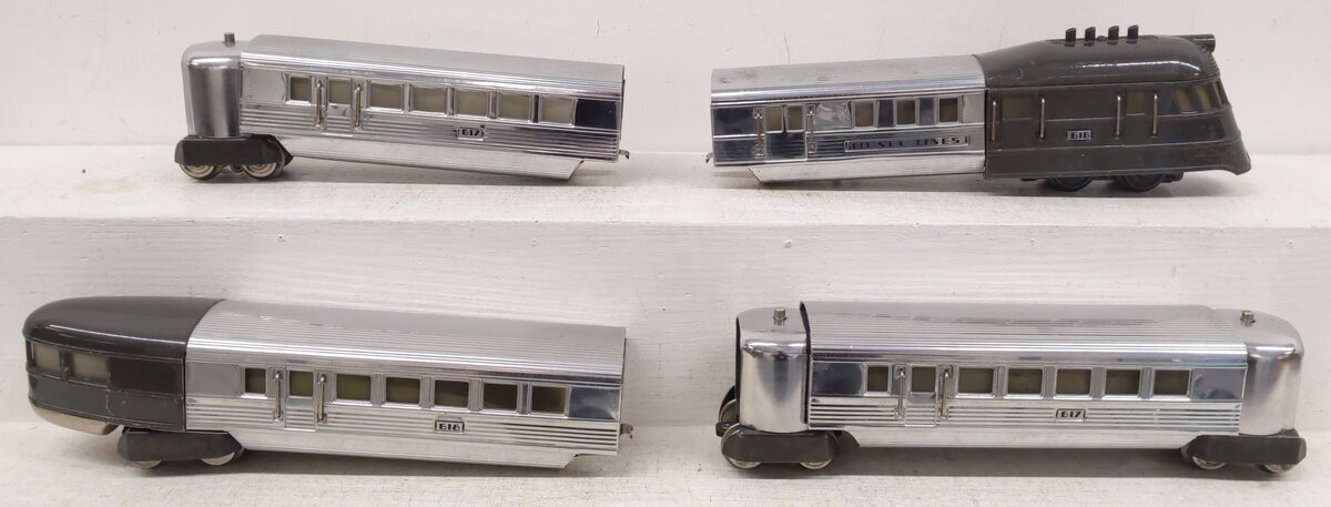 Lionel 616 Vintage O Gauge Flying Yankee Passenger Set: 616, (2) 617, & 618 VG/Box