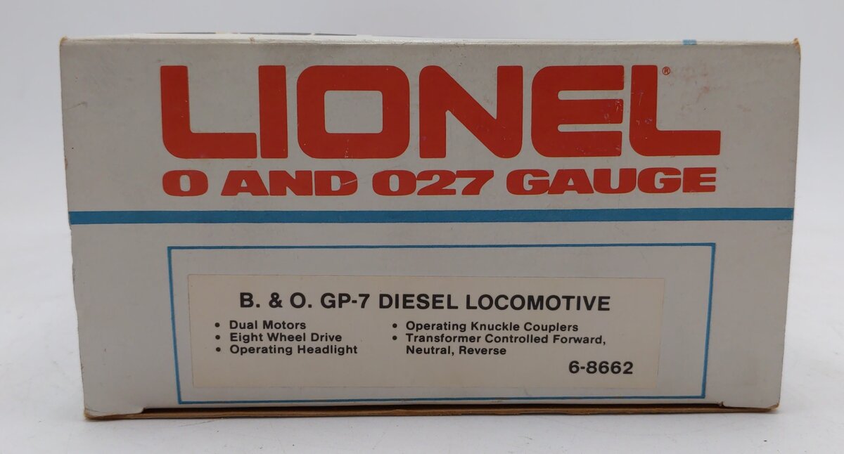 Lionel 6-8662 O Baltimore & Ohio GP-7 Powered Diesel Locomotive #8662 EX/Box