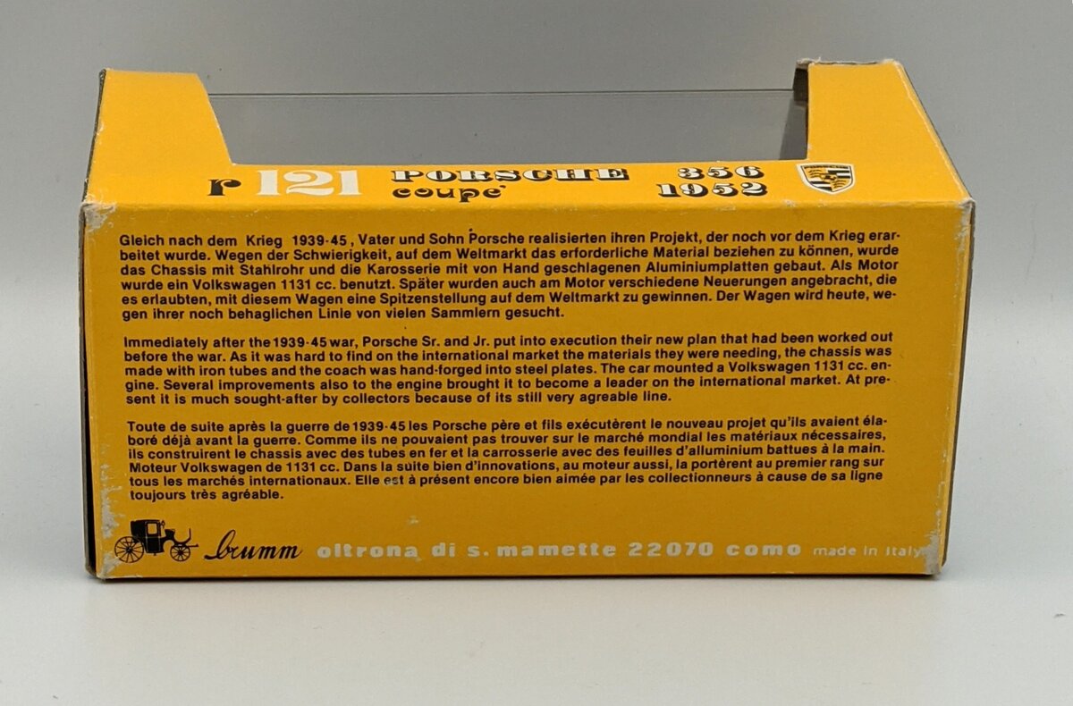 Brumm R121 Diecast 1952 Porsche 356 Coupe ORO MT/Box