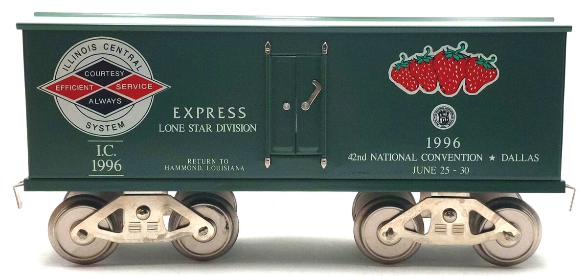 McCoy 1996 Standard Gauge Illinois Central TCA/Dallas Strawberry Boxcar #1996 EX/Box