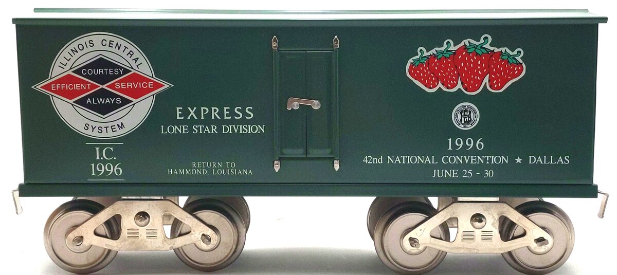 McCoy 1996 Standard Gauge Illinois Central TCA/Dallas Strawberry Boxcar #1996 EX/Box