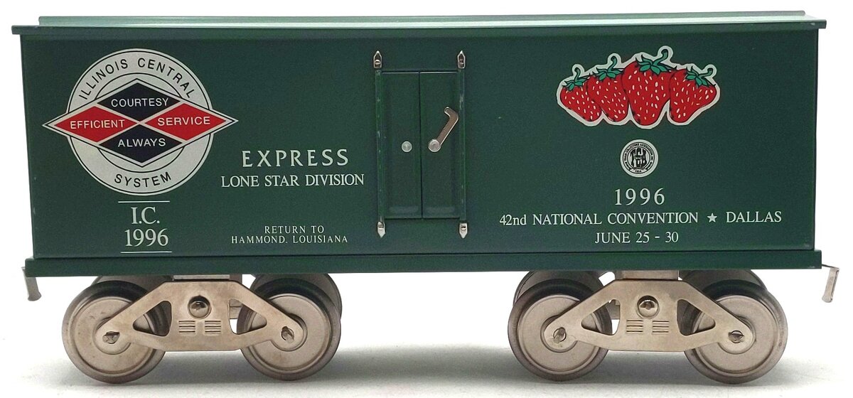 McCoy 1996 Standard Gauge Illinois Central TCA/Dallas Strawberry Boxcar #1996 EX/Box