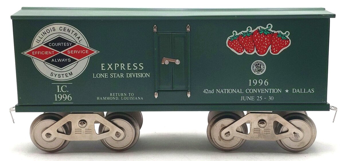 McCoy 1996 Standard Gauge Illinois Central TCA/Dallas Strawberry Boxcar #1996 EX/Box