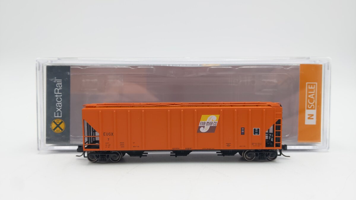 ExactRail EN-53019-1 N Scale Far-Mar Co. Covered Hopper Car #7 LN/Box