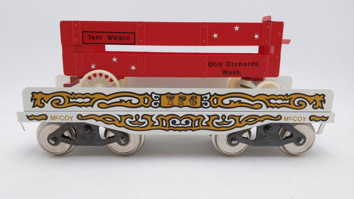 McCoy 256TW Standard Gauge Flat Car w/ Tent Wagon EX/Box