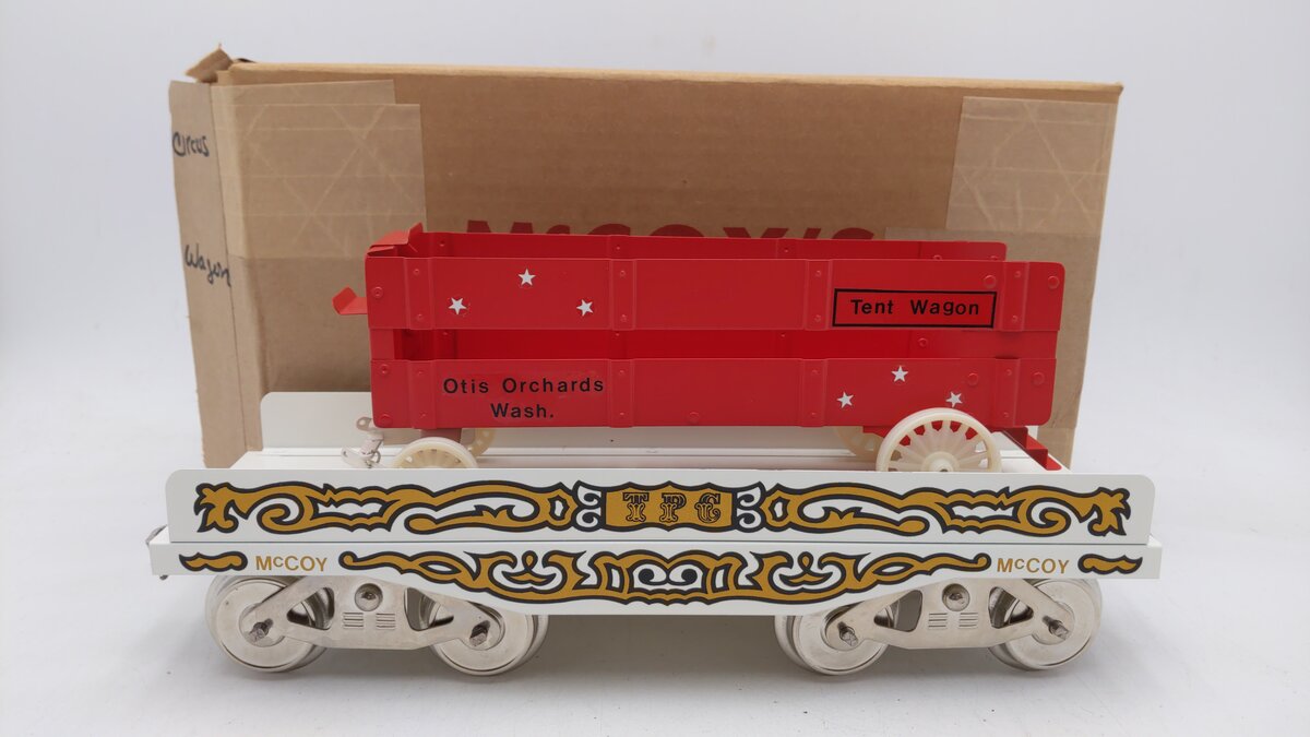 McCoy 256TW Standard Gauge Flat Car w/ Tent Wagon EX/Box
