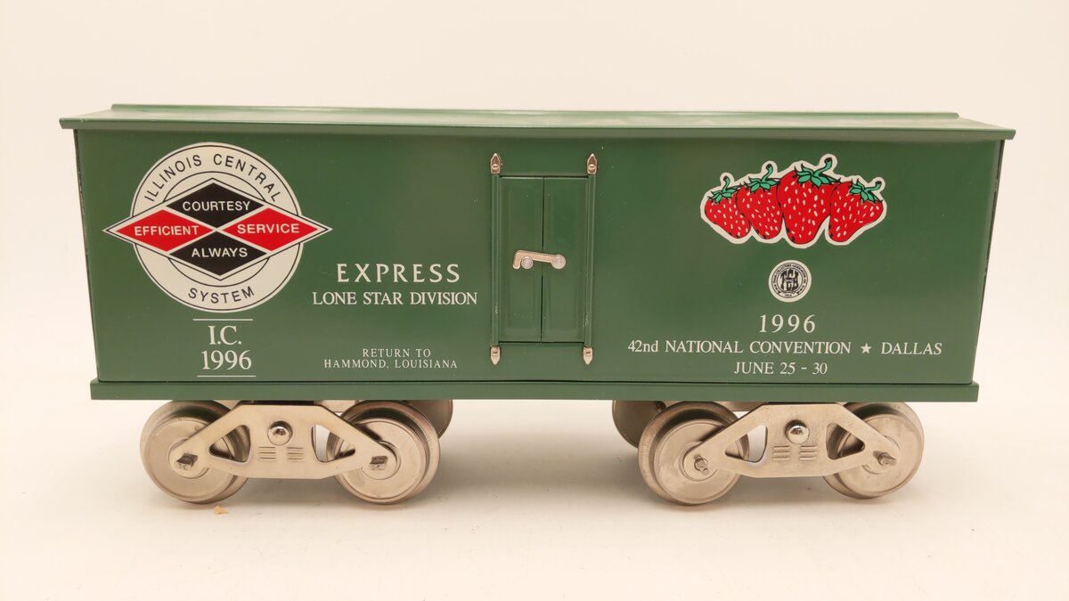 McCoy 1996 Standard Gauge Illinois Central TCA/Dallas Strawberry Boxcar #1996 EX/Box