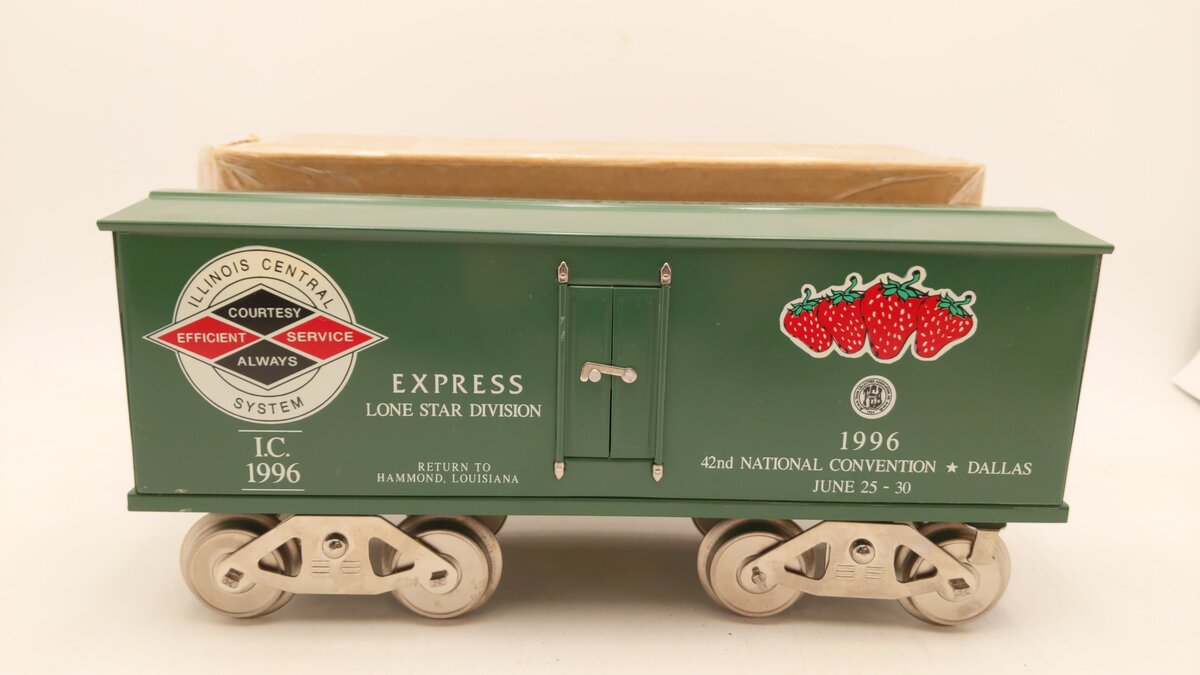 McCoy 1996 Standard Gauge Illinois Central TCA/Dallas Strawberry Boxcar #1996 EX/Box