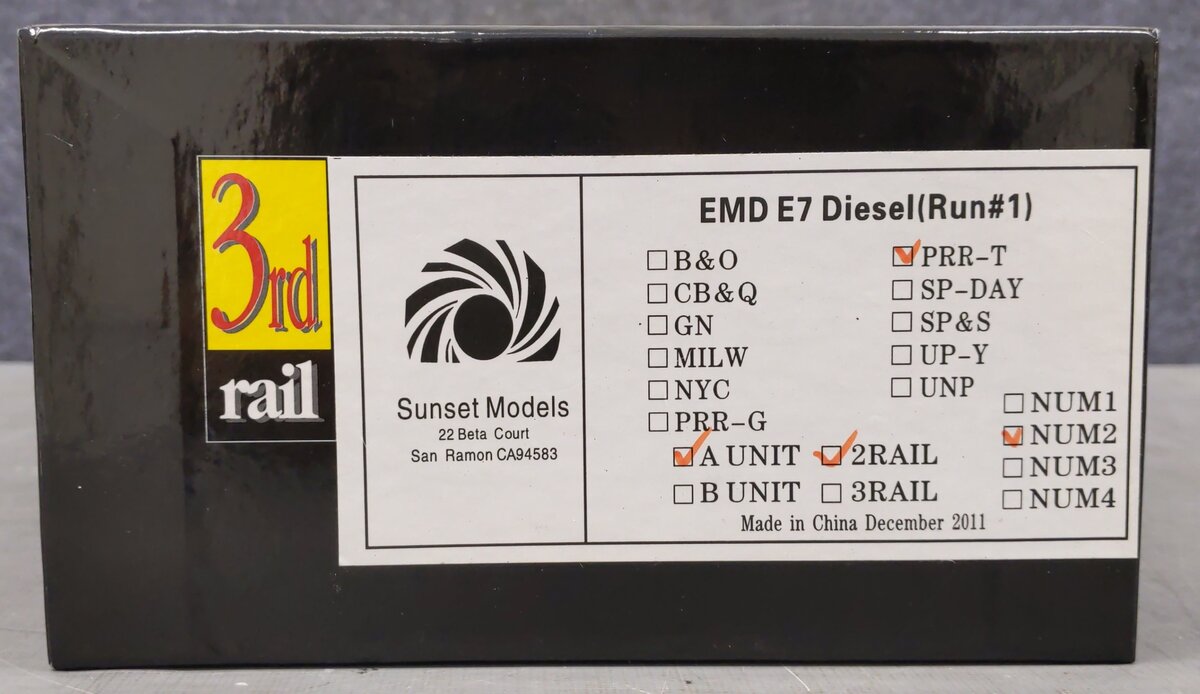 Sunset Models O ABS PRR-T EMD E7 Diesel 2-Rail Locomotive (Run #1) #5859 NIB