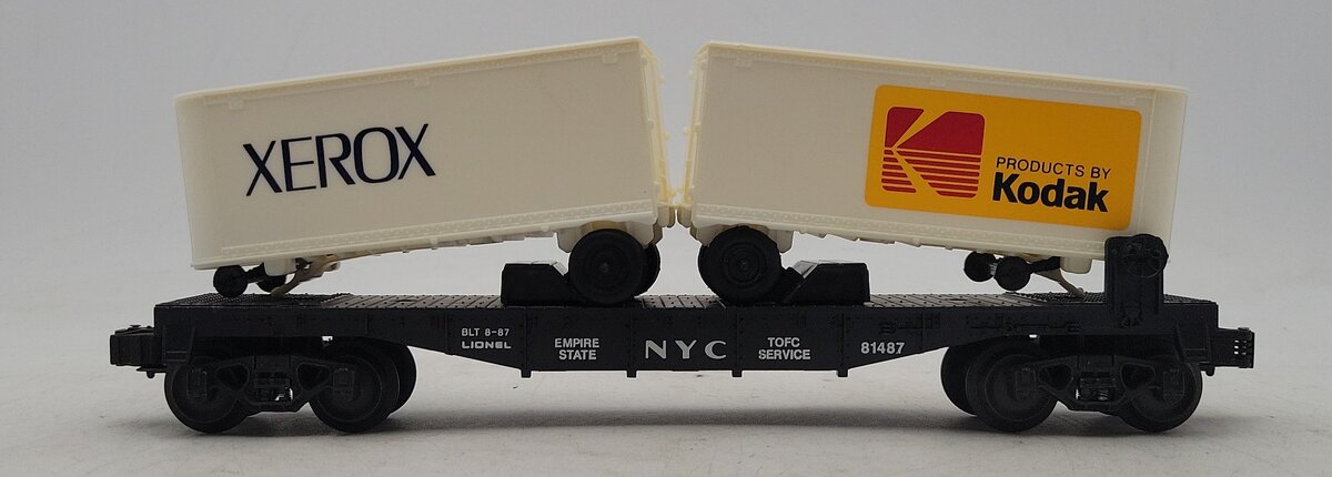 Lionel 6-17871 O Gauge TTOS NYC Flatcar w/ Kodak and Xerox Trailers EX