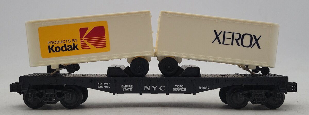 Lionel 6-17871 O Gauge TTOS NYC Flatcar w/ Kodak and Xerox Trailers EX