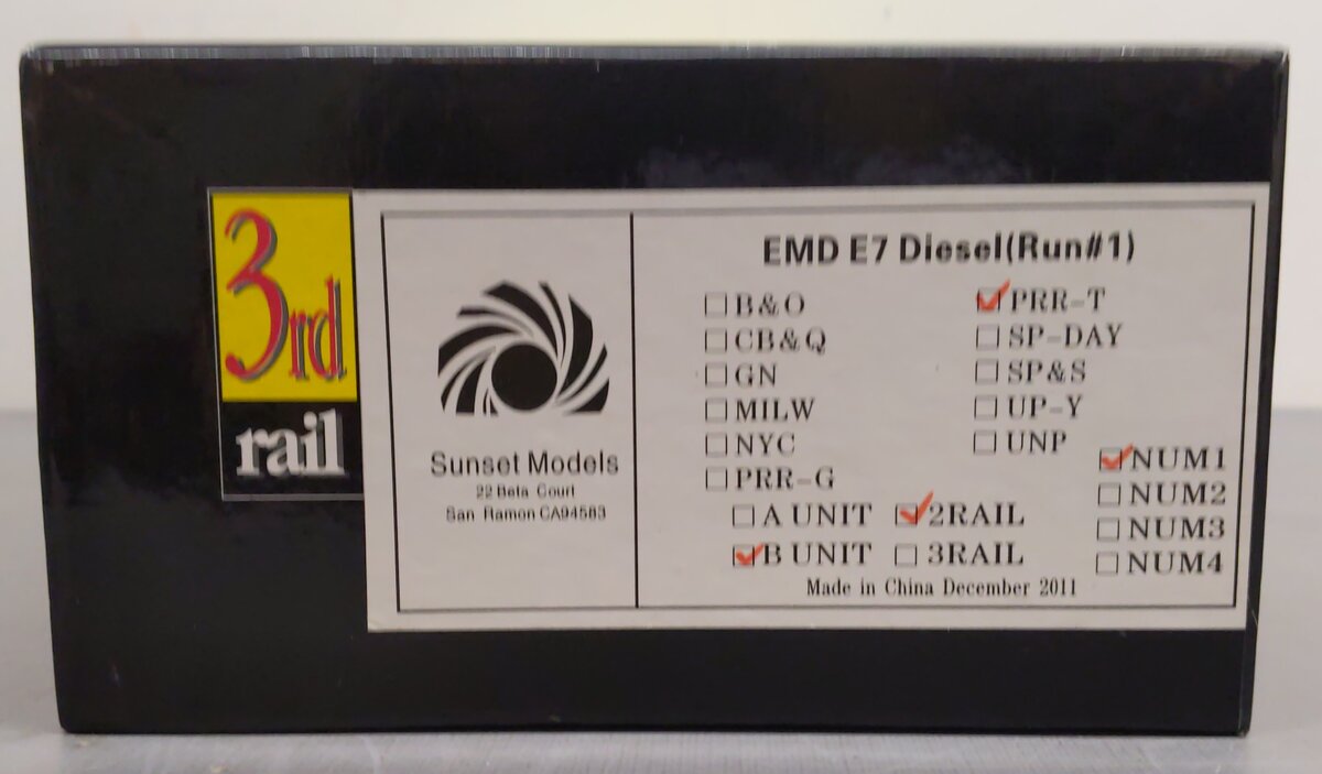 Sunset Models O ABS PRR-T EMD E7 Diesel 2-Rail Locomotive B Unit (Run #1) #5858 LN/Box