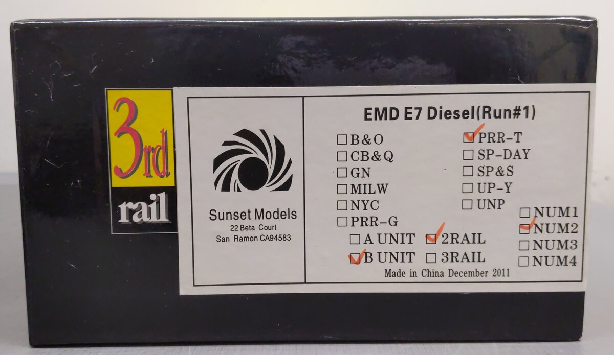 Sunset Models O ABS PRR-T EMD E7 Diesel 2-Rail Locomotive B Unit (Run #1) #5856 LN/Box