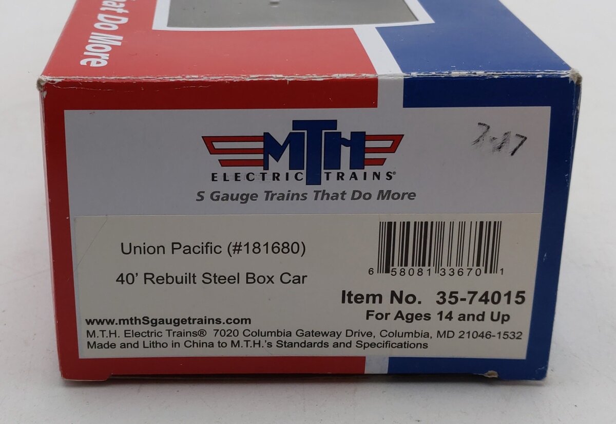 MTH 35-74015 S Modern Union pacific Rebuilt Steel Box Car LN/Box