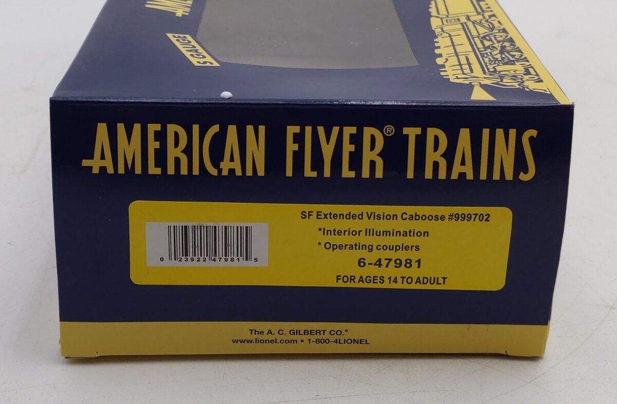 American Flyer 6-47981 S Santa Fe Extended Vision Caboose #999702 LN/Box