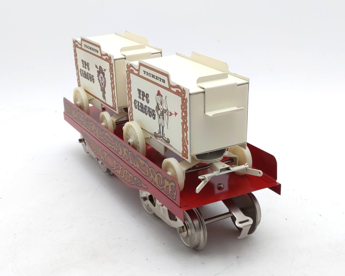 McCoy 256 Standard Gauge Flatcar with Two Ticket Wagons LN/Box