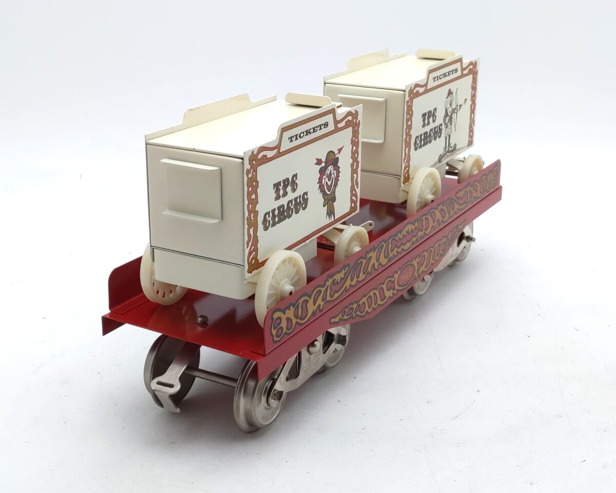 McCoy 256 Standard Gauge Flatcar with Two Ticket Wagons LN/Box