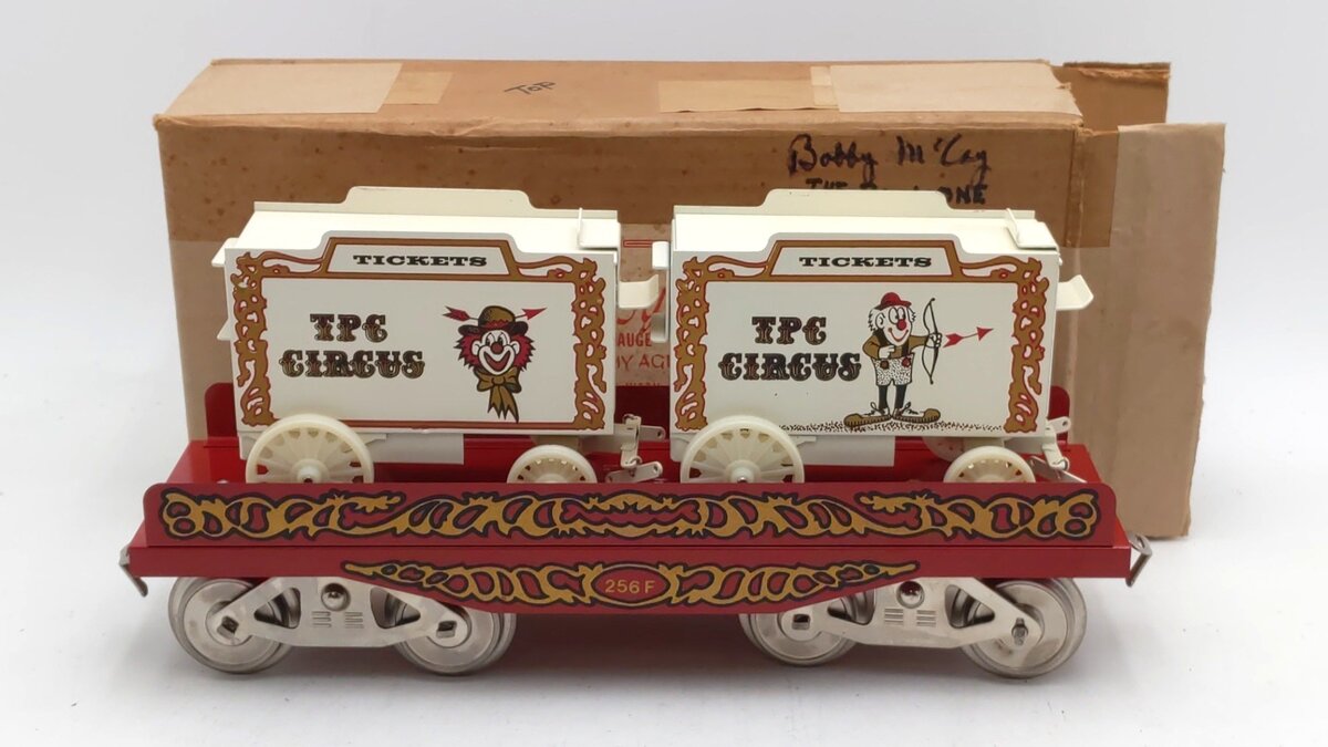 McCoy 256 Standard Gauge Flatcar with Two Ticket Wagons LN/Box