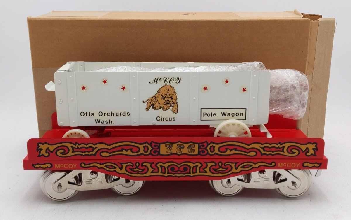McCoy 256 Standard Gauge TPC Circus Flatcar with Lion Pole Wagon LN/Box