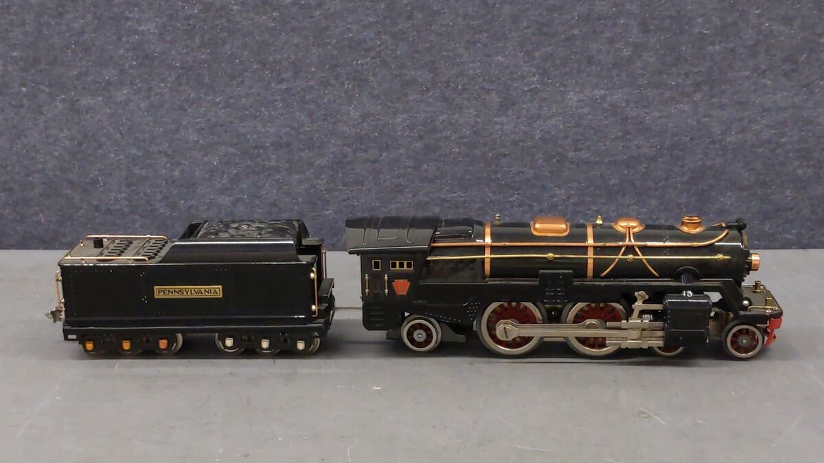 MTH 10-1092-1 Std. Gauge Tinplate 392E Steam Locomotive and Tender w/PS1 VG