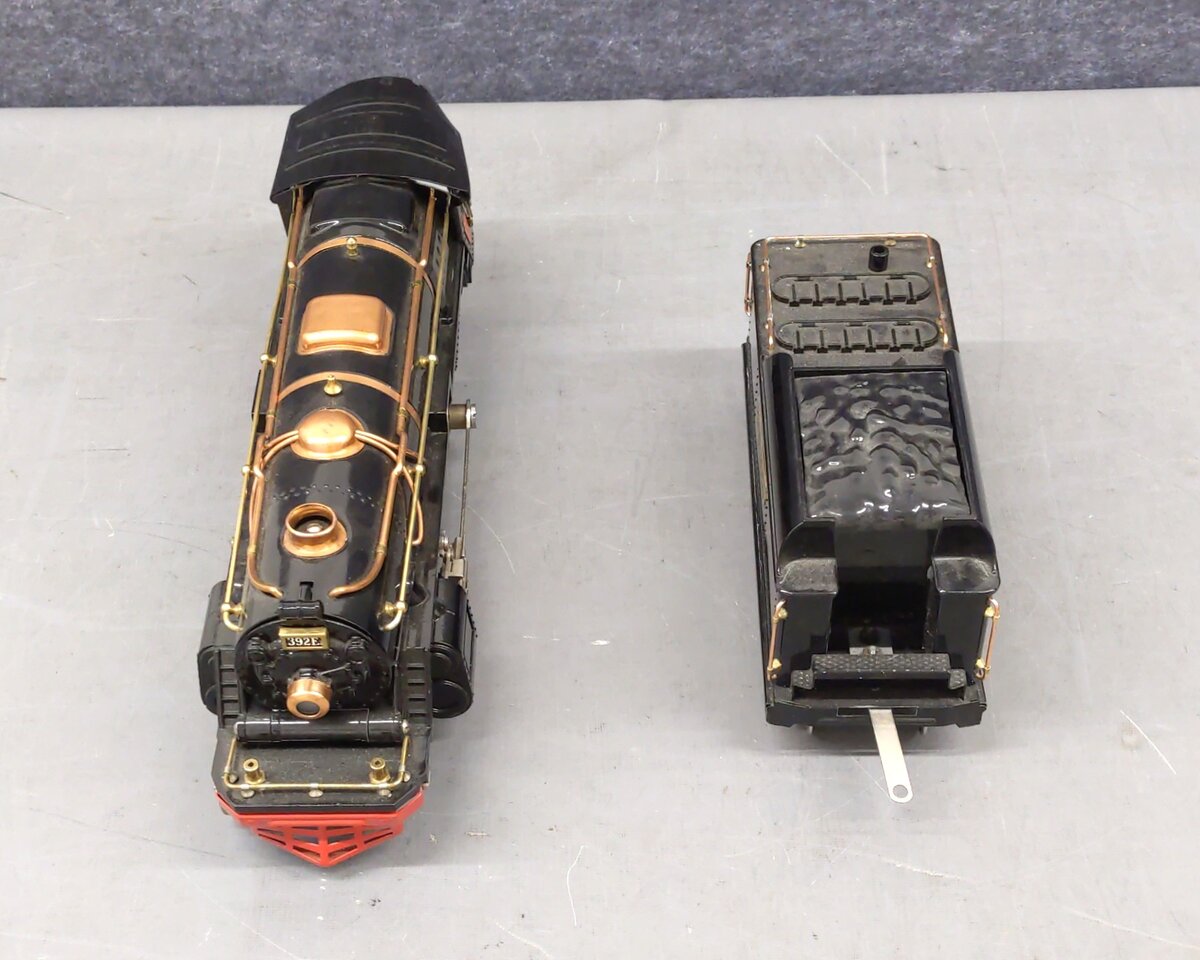 MTH 10-1092-1 Std. Gauge Tinplate 392E Steam Locomotive and Tender w/PS1 VG