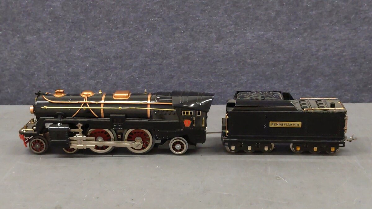 MTH 10-1092-1 Std. Gauge Tinplate 392E Steam Locomotive and Tender w/PS1 VG