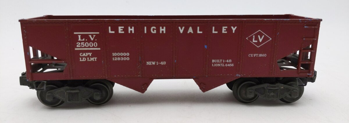 Lionel 6456 Vintage O Lehigh Valley Maroon 2-Bay Hopper Car #25000 VG/Box