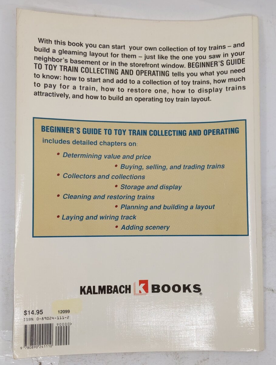 Beginners Guide To Toy Train Collecting And Operating Paperback Book John Grams VG