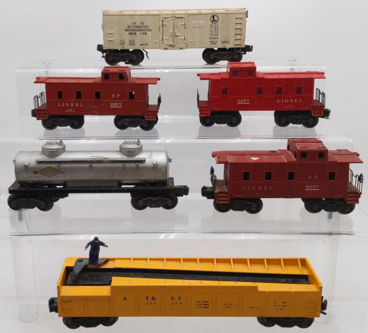 Lionel Vintage O Gauge Freight Cars #6257,6257,6257,3472,356250 [6] VG