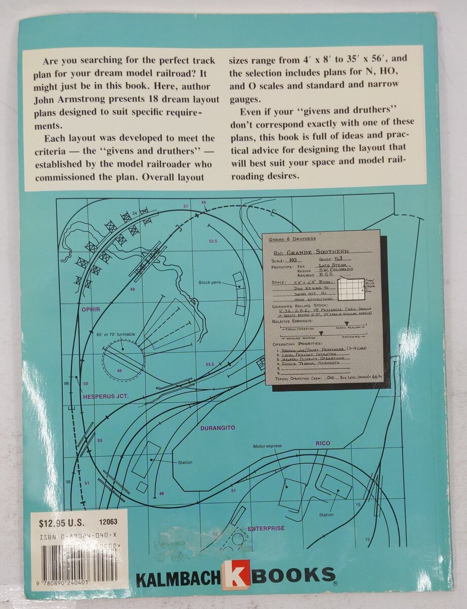 18 Tailor-Made Model Railroad Track Plans Paperback Book John Armstrong VG