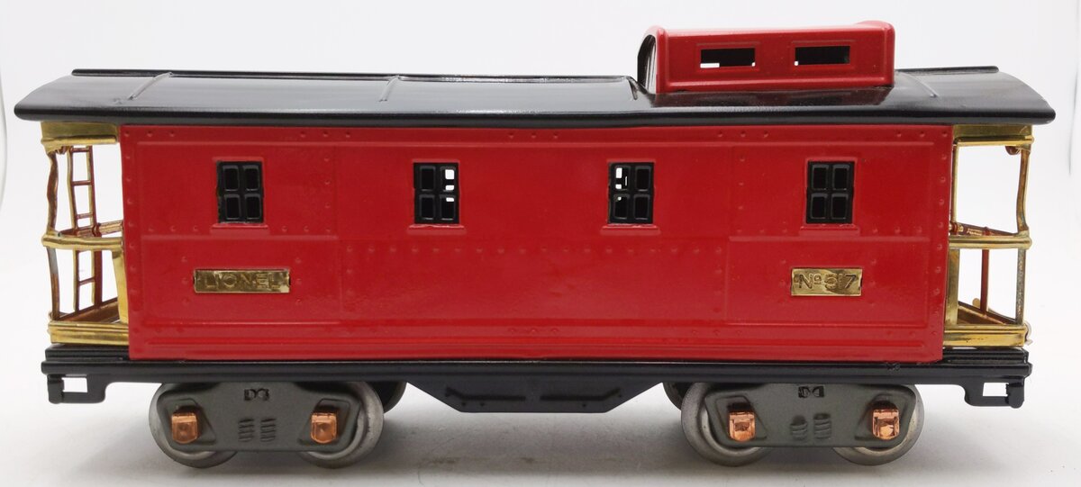 Lionel 517 VIntage Standard Gauge Tinplate Red Caboose with Black Roof