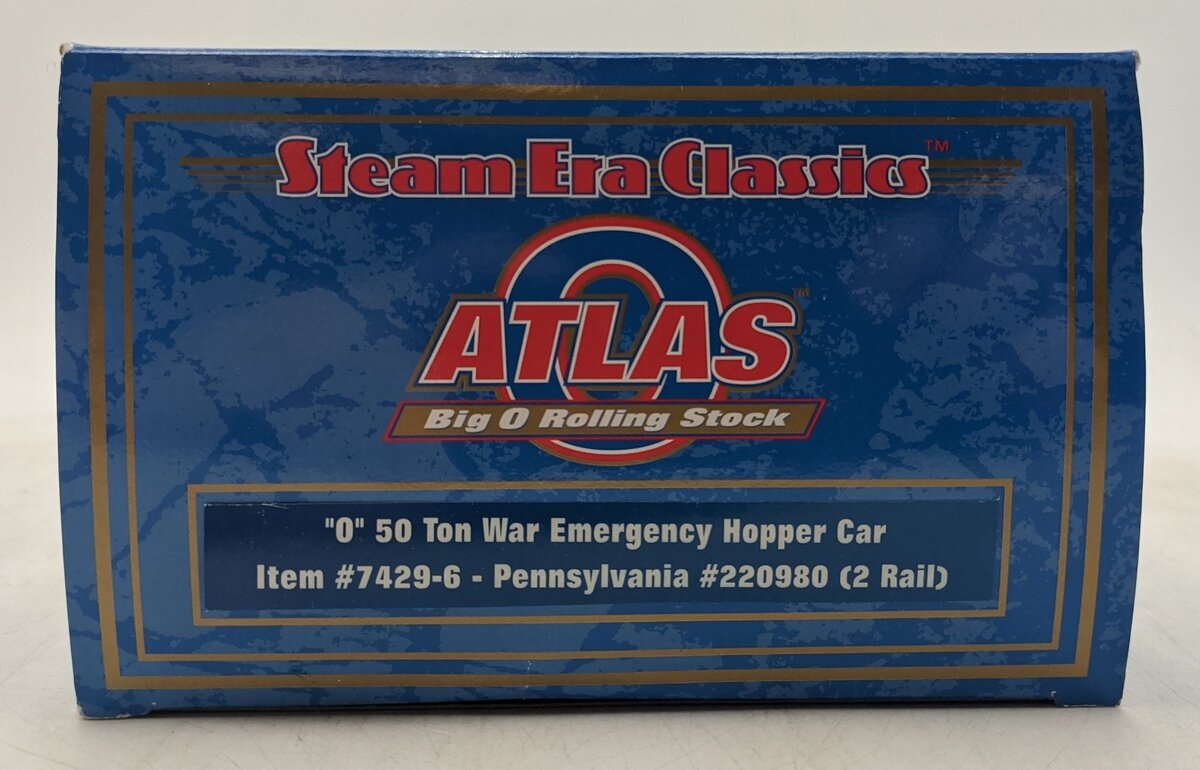 Atlas 7429-6 O Pennsylvania Railroad 50-Ton War Hopper Car #220980 (2-Rail) MT/Box