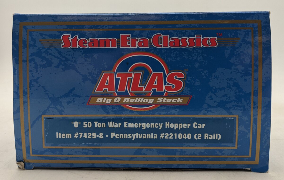 Atlas 7429-8 O Pennsylvania Railroad 50-Ton War Hopper Car #221040 (2-Rail) MT/Box