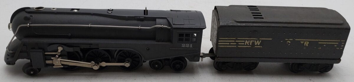 Lionel 221 Vintage O NYC Dreyfuss Gray 2-6-4 Steam Locomotive & 221T Tender VG