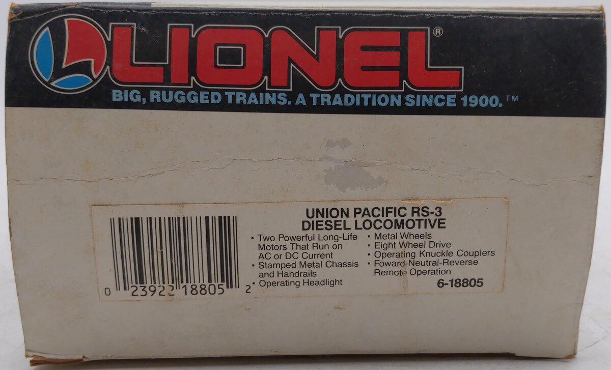 Lionel 6-18805 O Gauge Union Pacific RS-3 Diesel Locomotive #8805 VG/Box
