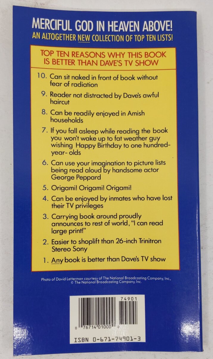 Roman Numeral Two Paperback Book By David Letterman and Steve O'Donnell EX