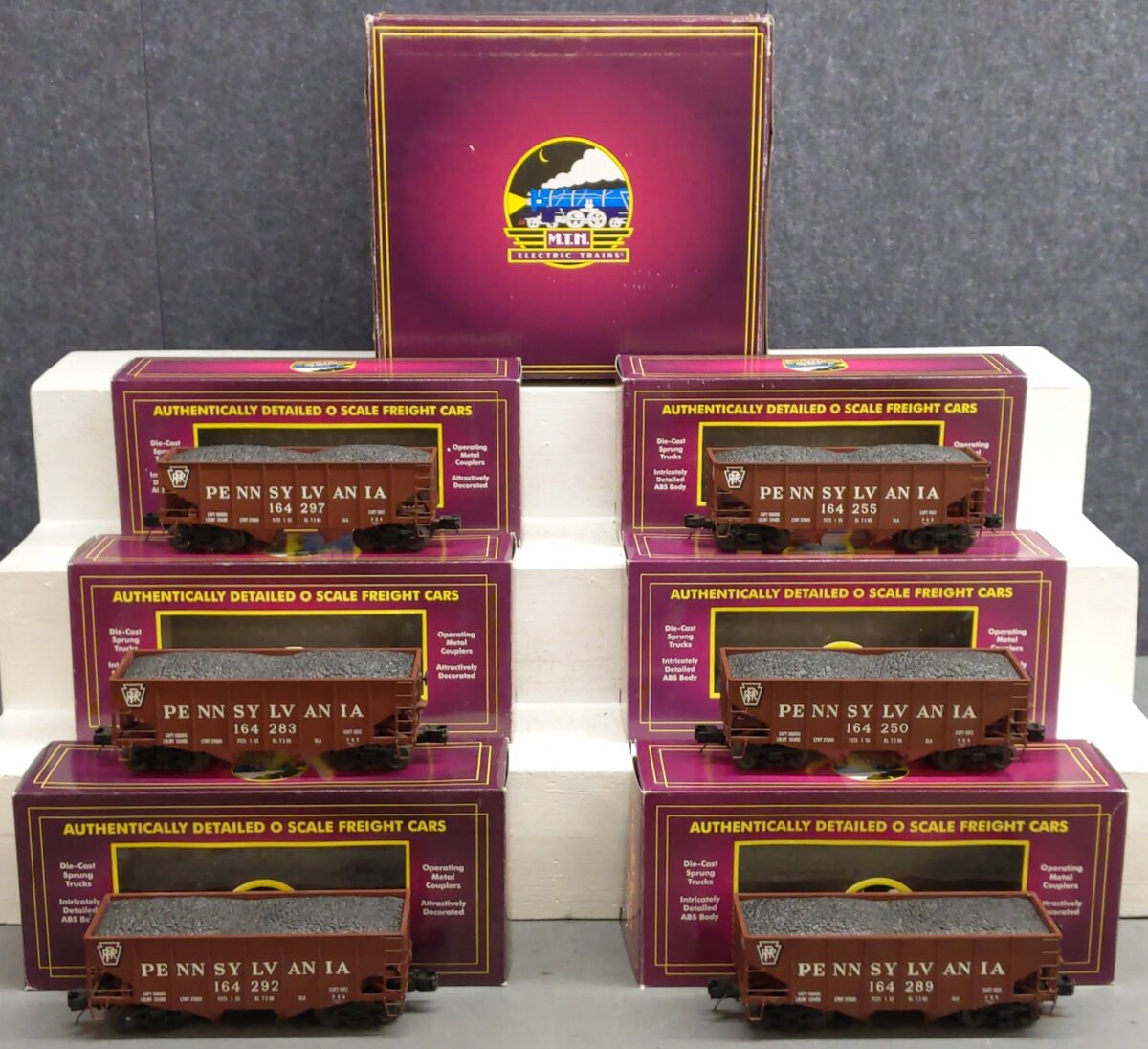 MTH 20-90641 O Gauge Pennsylvania Hopper Cars /w Coal Load Set of 6 EX/Box