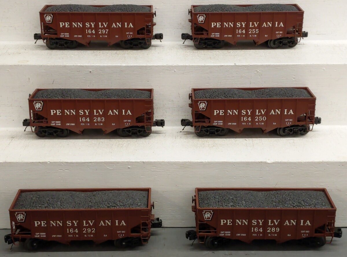 MTH 20-90641 O Gauge Pennsylvania Hopper Cars /w Coal Load Set of 6 NIB