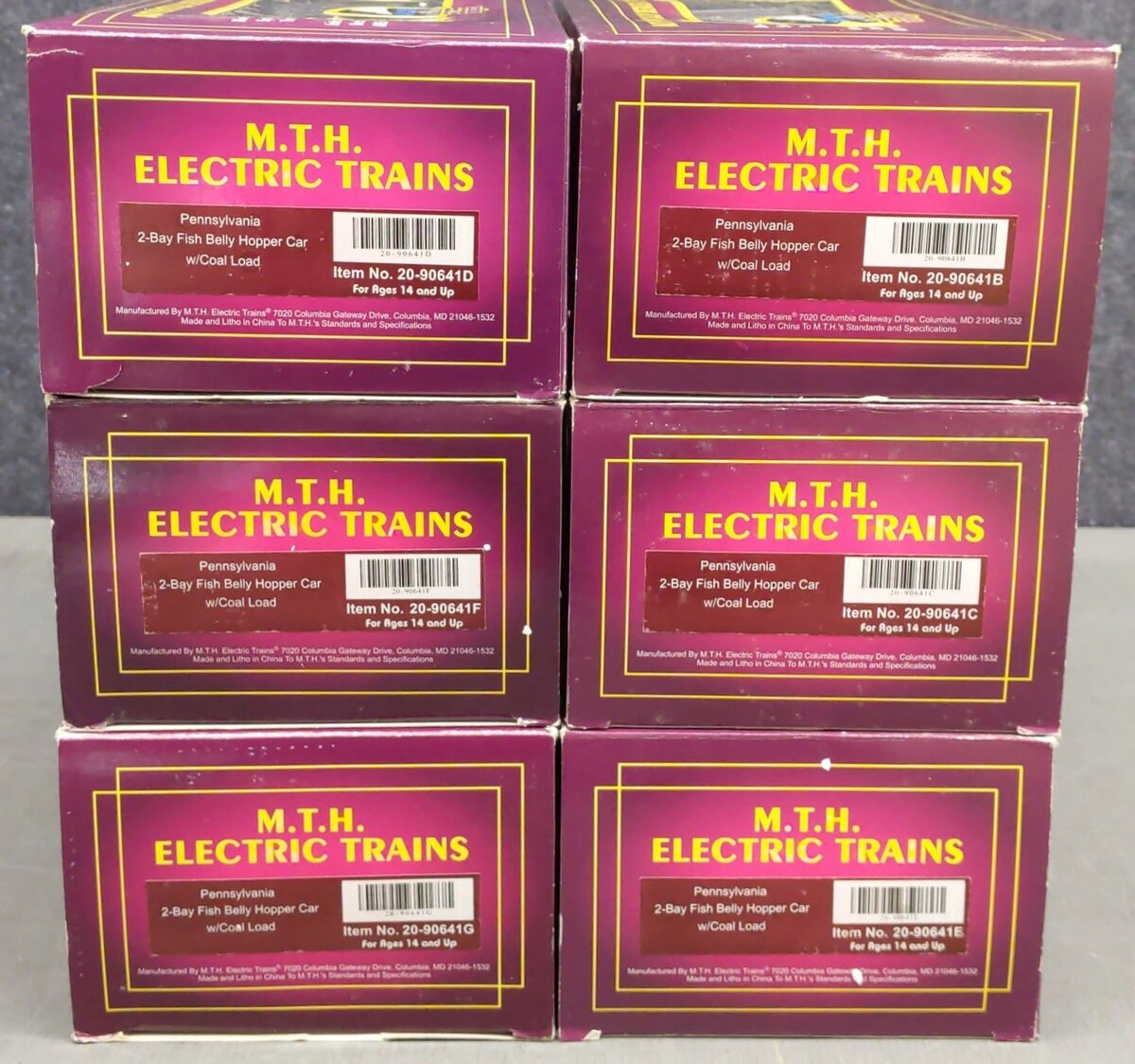 MTH 20-90641 O Gauge Pennsylvania Hopper Cars /w Coal Load Set of 6 NIB
