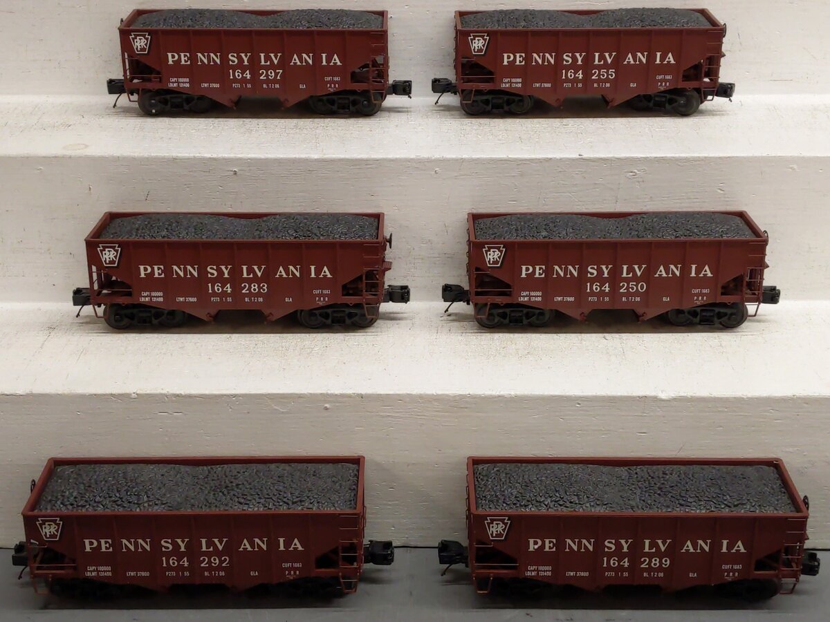 MTH 20-90641 O Gauge Pennsylvania Hopper Cars /w Coal Load Set of 6 NIB
