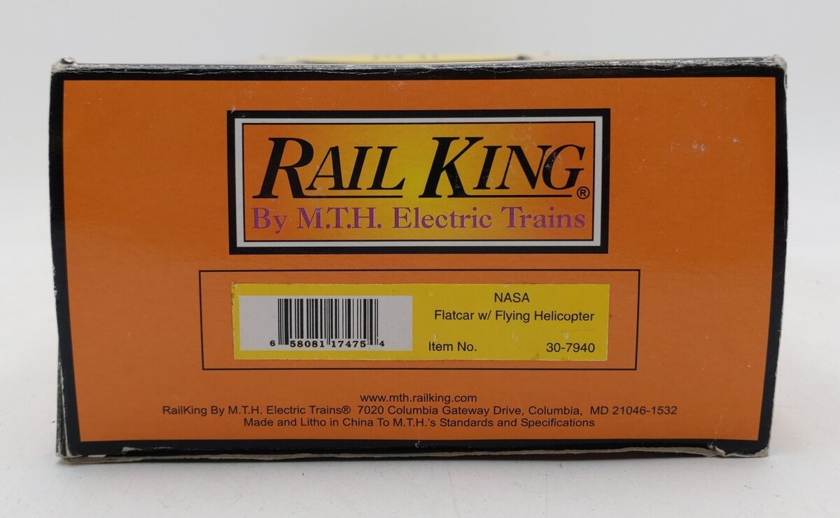 MTH 30-7940 O Gauge NASA Flatcar w/ Operating Helicopter LN/Box