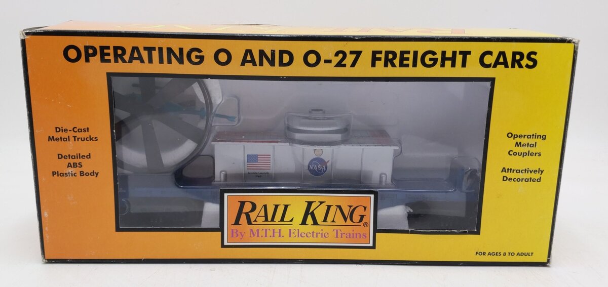 MTH 30-7940 O Gauge NASA Flatcar w/ Operating Helicopter LN/Box