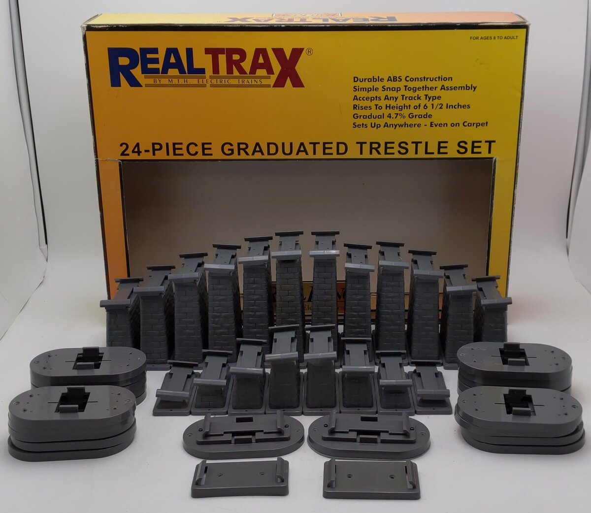 MTH 40-1033 O RealTrax - 24-Piece Graduated Trestle System Set VG/Box