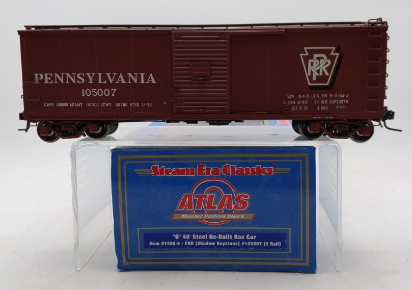 Atlas 7496-2 O Scale Pennsylvania Railroad 40' Steel Re-Built Boxcar #105007 LN/Box