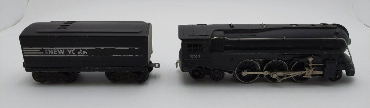 Lionel 221 Vintage O NYC Dreyfuss Black 2-6-4 Steam Locomotive & 221W EX