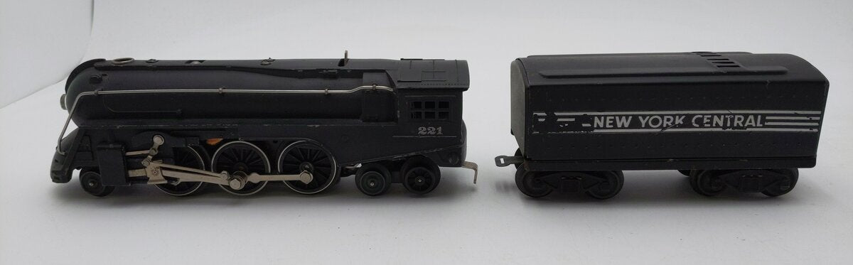 Lionel 221 Vintage O NYC Dreyfuss Black 2-6-4 Steam Locomotive & 221W EX