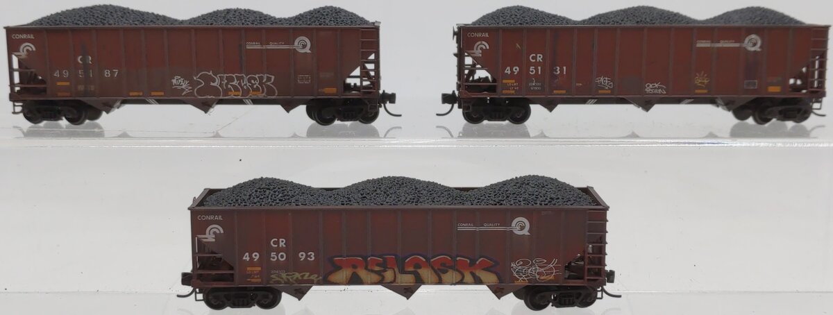 Micro-Trains 98305103 N Conrail Weathered 100-Ton 3-Bay Open Hoppers (Set of 3) NIB
