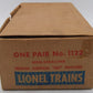 Lionel 1122 Vintage O-27 Remote Control Switches (Pair of 2) VG/Box